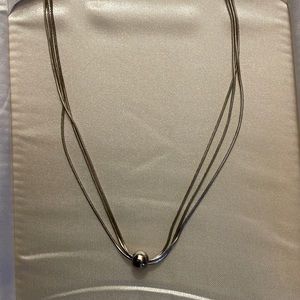 Silpada 3-strand single bead silver Thoreau necklace